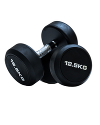 Box Step Round PU Dumbbells (Black)